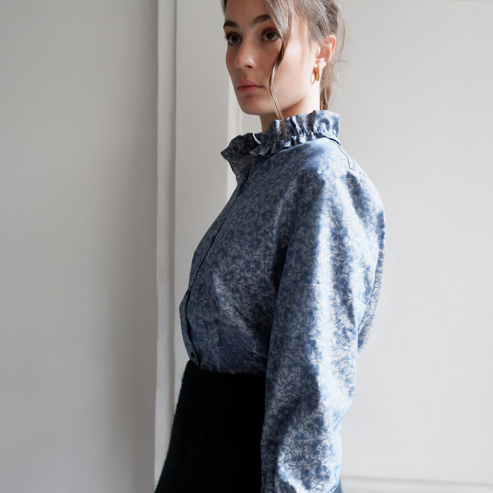 
                      
                        ISABELLA BLUE JACQUARD BLOUSE
                      
                    