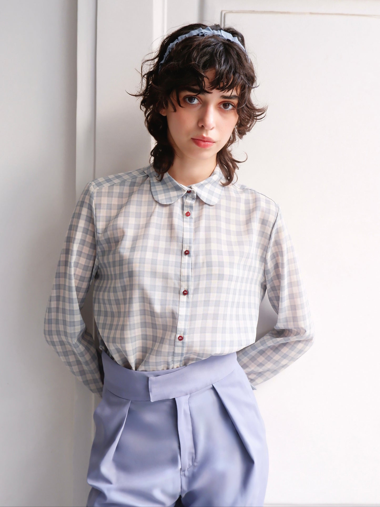 BLOUSE CLARISSE L À CARREAUX BLEUS