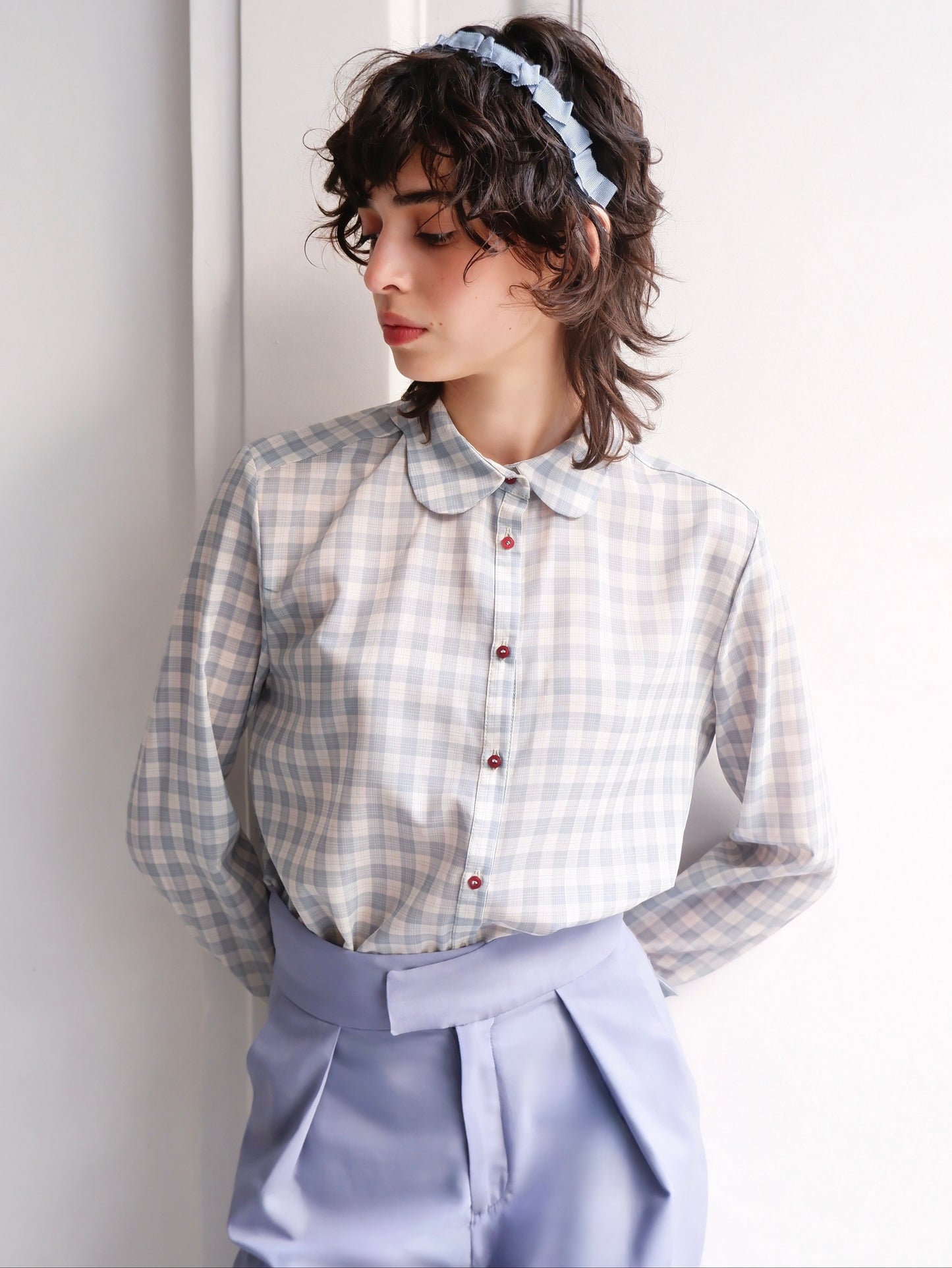 BLOUSE CLARISSE L À CARREAUX BLEUS