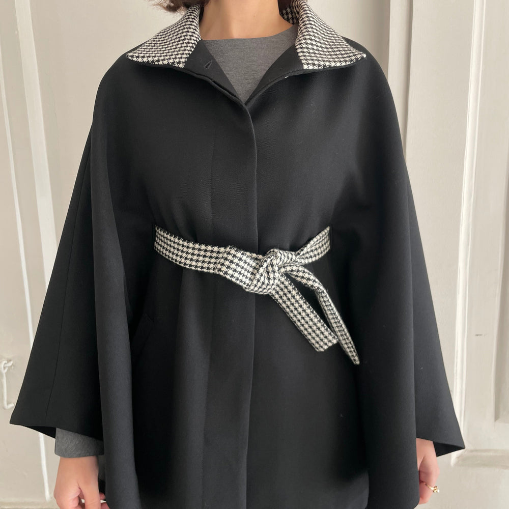 ANGELE BLACK TWEED CAPE