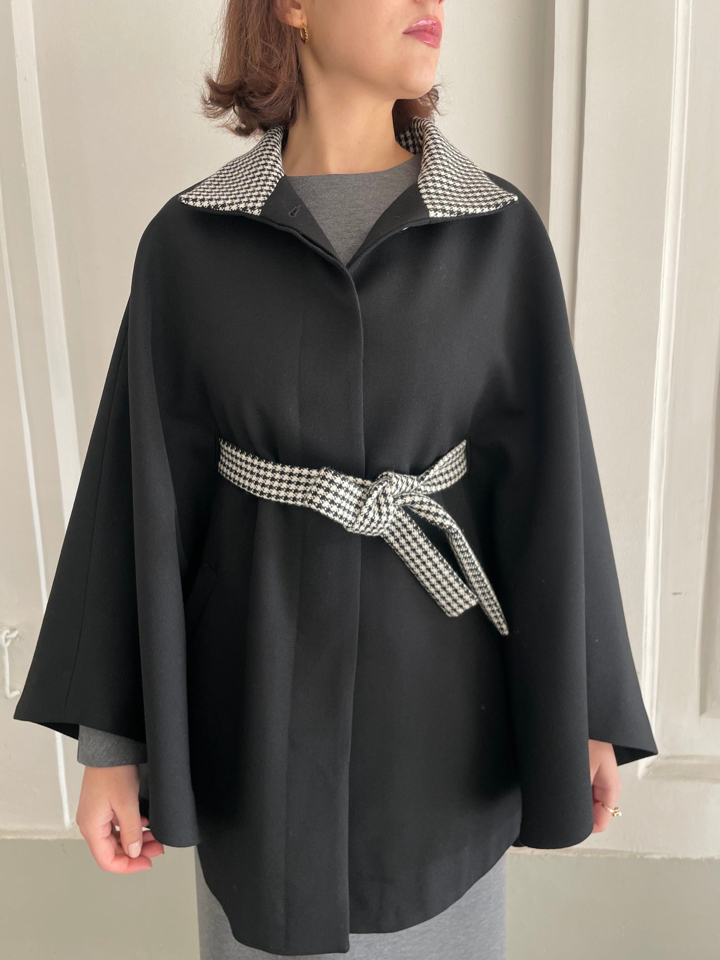 ANGELE BLACK TWEED CAPE