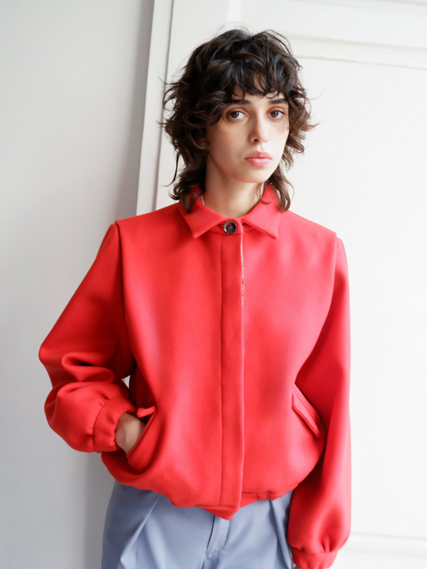 VESTE ALEX EN LAINE ROUGE
