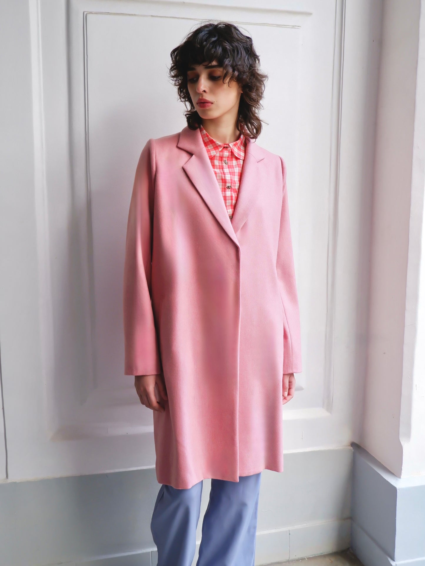 MANTEAU SYLVIE EN LAINE ROSE
