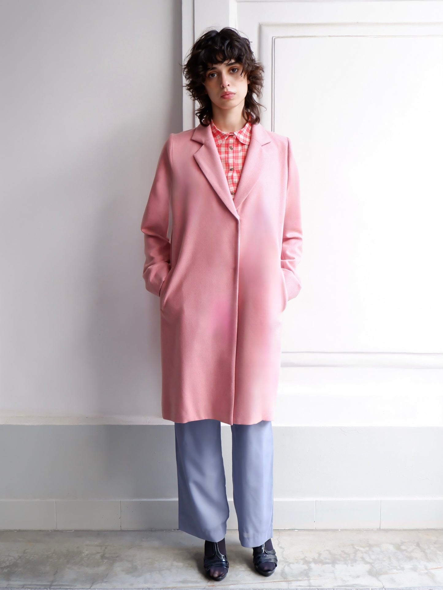 MANTEAU SYLVIE EN LAINE ROSE