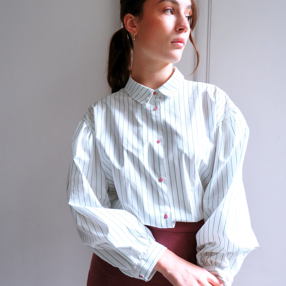 EDITH GREEN STRIPES BLOUSE