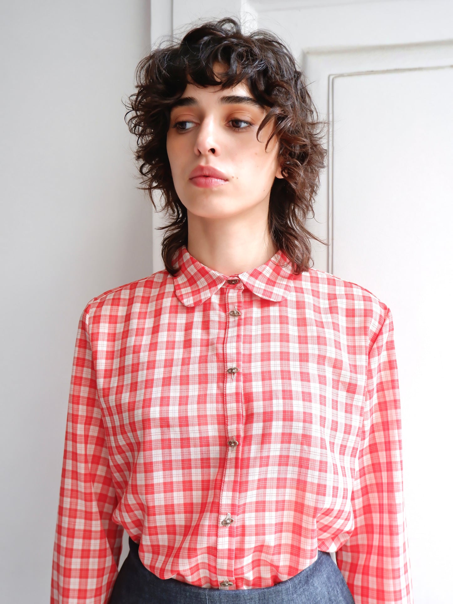 BLOUSE CLARISSE L À CARREAUX ROUGES