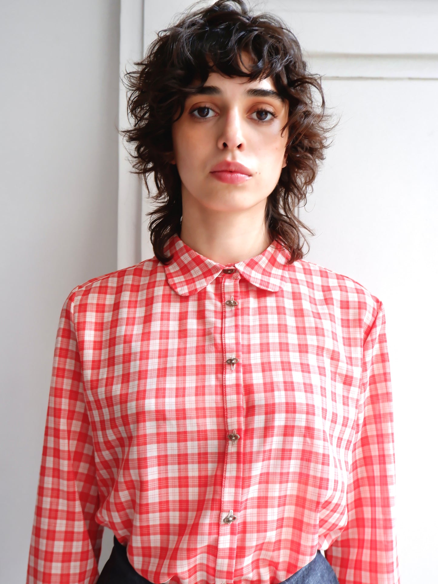 BLOUSE CLARISSE L À CARREAUX ROUGES