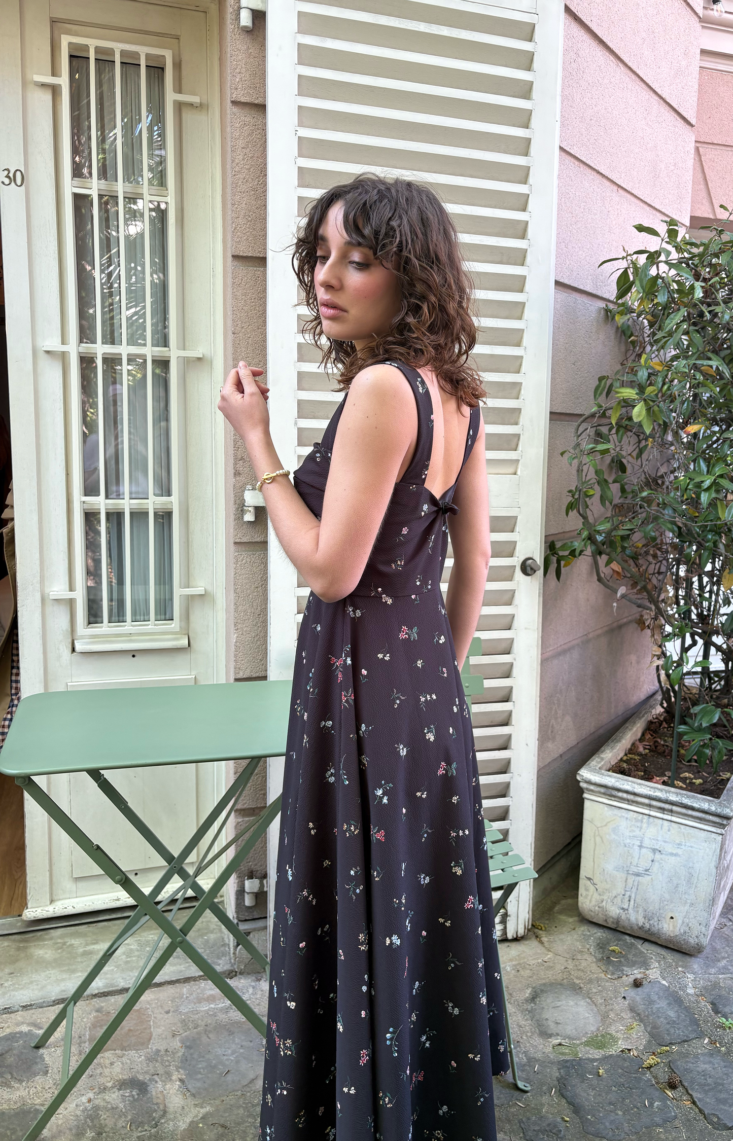 BLANDINE BLACK FLOWER DRESS