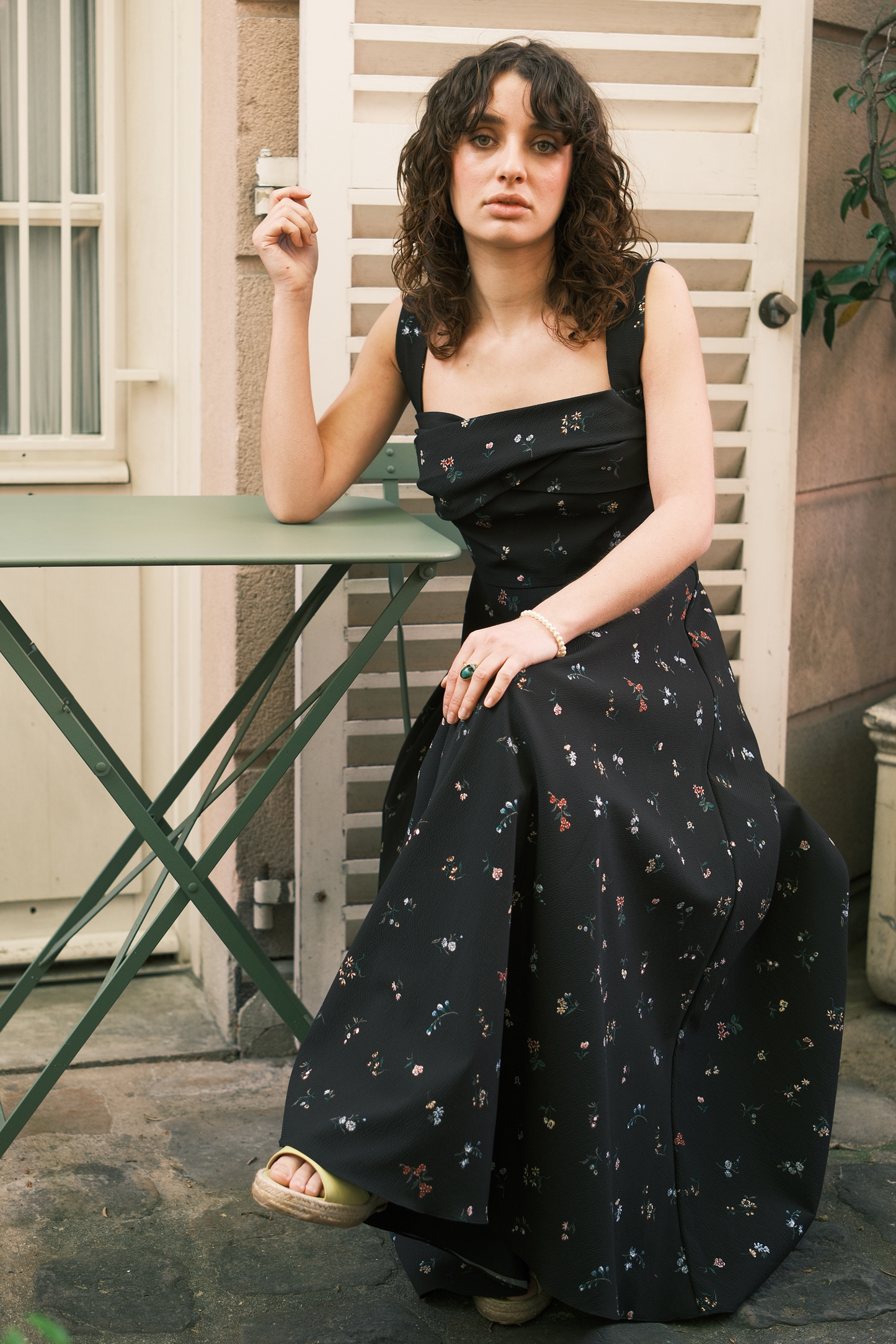 BLANDINE BLACK FLOWER DRESS